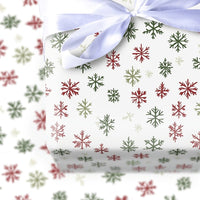 Christmas Holiday Gift Wrap, Rustic Red and Green Snowflake Wrapping Paper, Comfy Winter Wrapping Paper, Hand Drawn Xmas Gift Wrapping Paper