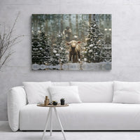 Snowy Christmas Forest Canvas Print, Jesus the Good Shepherd Canvas Art, Christian Winter Landscape Canvas, Religious Holiday Wall Decor