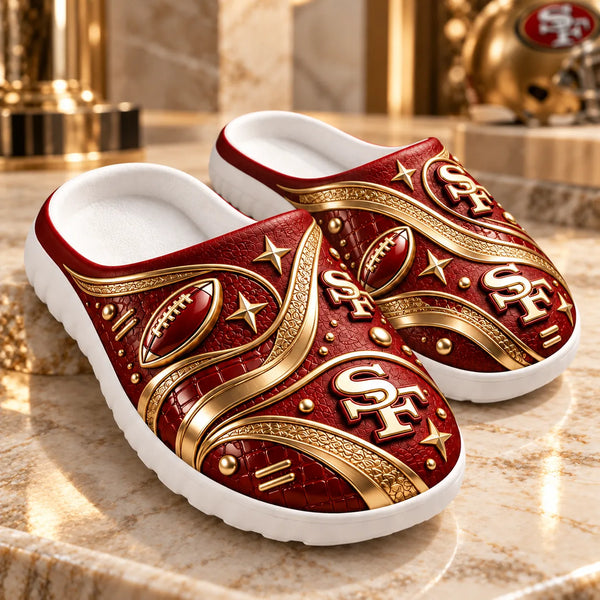 SF Gilded Scarlet - Ornamental Clog Sandal in Red and Gold - main