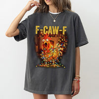 Humorous Santa Rooster Christmas Graphic Tee, F-CAW-F Chicken T-Shirt, Sarcastic Poultry Farm Holiday Shirt, Humorous Xmas Graphic Tee