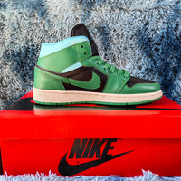 Mid Top Sneakers, Green White Colorway, Lace Up Design, Casual Gift for Sneaker Fans