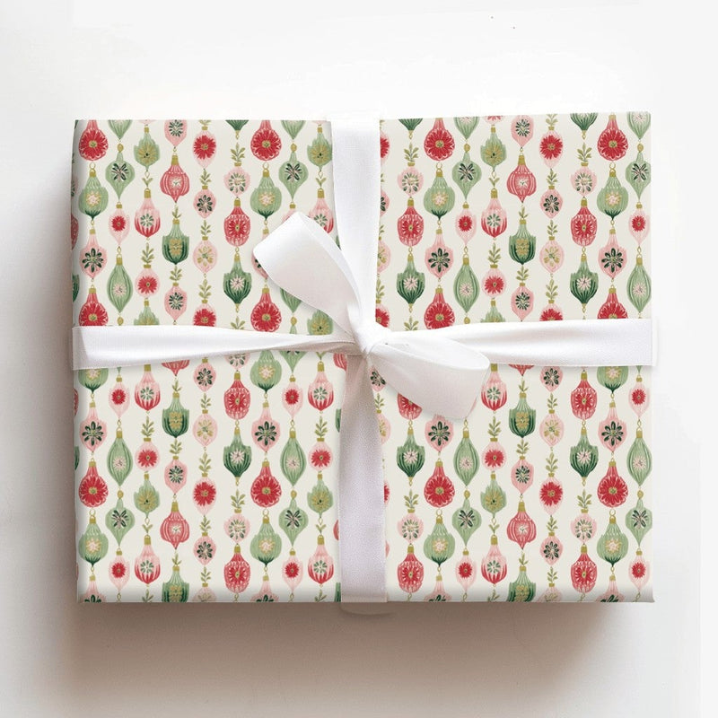 Retro Bauble Holiday Gift Wrap, Vintage Christmas Ornament Wrapping Paper, Nostalgic Xmas Tree Wrapping Paper, Festive Gift Wrapping Paper
