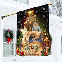 Nativity Scene Holiday Yard Flag, Jesus Is the Reason for the Season Christmas Garden Flag, Double Sided Christian Winter Lawn Flag