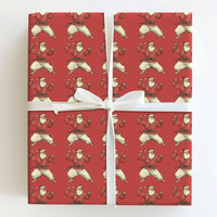 Martial Arts Gift Wrap, Karate Santa Christmas Wrapping Paper, Humorous Judo Santa Holiday Wrapping Paper, Black Belt Santa Gift Wrap Roll