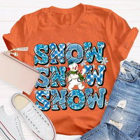 Snowflake Snowman Graphic Tee, Let It Snow Christmas T-Shirt, Adorable Winter Holiday Shirt, Festive Xmas Snowmen Tee, Winter Season Family Present