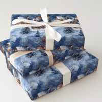 Watercolor Winter Town Gift Wrap, Snowy Village Christmas Wrapping Paper, Illuminated House Holiday Wrapping Paper, Comfy Festive Gift Wrap