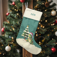 Personalized Sea Turtle Holiday Stocking, Adorable Sea Turtle Christmas Stocking, Turtle with Santa Hat Christmas Stocking, Ocean Animal Decor
