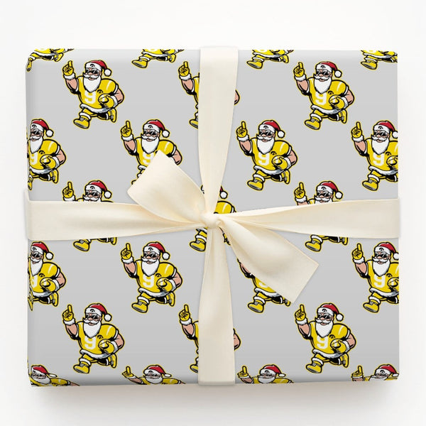 Sports Christmas Gift Wrap, Football Santa Wrapping Paper, Running Santa Holiday Paper, American Football Gift Wrapping Paper