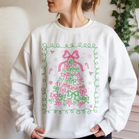 Aesthetic Bow Holiday Sweater, Coquette Christmas Tree Sweatshirt, Adorable Xmas Tree Crewneck, Trendy Holiday Pullover, Christmas Present for Her