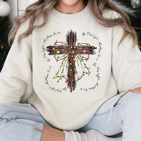 Christmas Cross Sweatshirt, Be the Light Sweatshirt, Christian Bible Verse Crewneck, Rustic Holiday Sweater, Faith Present for Women and Men