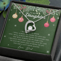 Dad to Daughter Necklace, To My Daughter Heart Necklace, Forever Love Pendant, Christmas Daughter Necklace, Sentimental Keepsake Jewelry