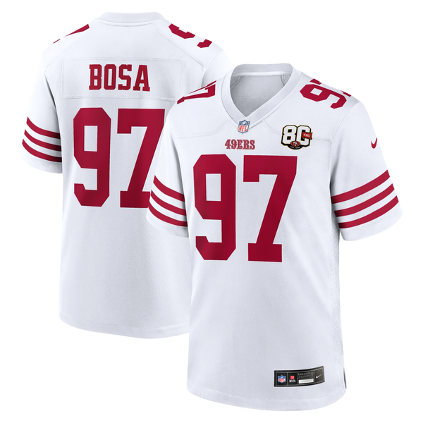 San Francisco 49ers Nick Bosa White 80th Anniversary Game Jersey
