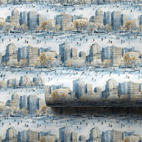 Watercolor Ice Skating Park Gift Wrap, Winter Cityscape Wrapping Paper, Snowy City Holiday Present Paper, Christmas Gift Wrapping Paper