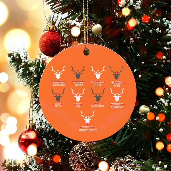 Reindeer Meat Chart Ceramic Ornament, Humorous Hunter Christmas Ornament, Deer Hunting Tree Ornament, Outdoorsman Holiday Kee