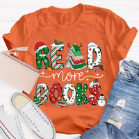 Festive Holiday Book Lover Shirt, Read More Books Christmas Teacher T-Shirt, Xmas Reading Graphic Tee, English Teacher Christmas Shirt