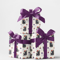 Santa Hat Pup Holiday Gift Wrap, Christmas Terrier Dog Wrapping Paper, Adorable Dog Lover Present Wrapping Paper