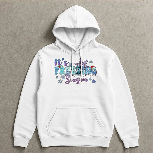Snowflake Christmas Graphic Sweatshirt, Its Freezing Season Hoodie, Comfy Winter Holiday Pullover, Festive Family Season Hood