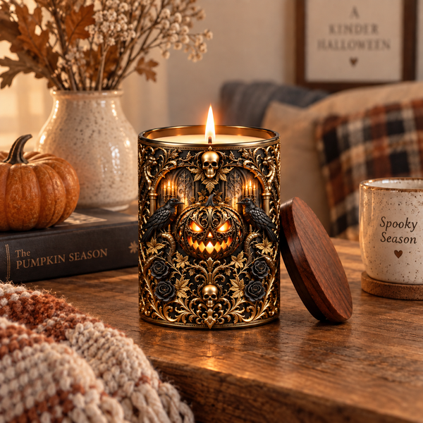 Some Beauty Lives In The Shadows - Gothic Halloween Candle - main