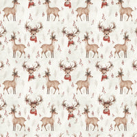 Adorable Reindeer Scarf Holiday Gift Wrap, Christmas Reindeer Wrapping Paper, Festive Xmas Wrapping Paper Roll, Winter Birthday Present Paper