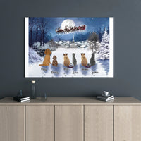 Custom Dog and Cat Portrait Canvas Print, Personalized Pet Christmas Canvas Art, Holiday Pet Wall Art, Winter Decor, Pet Lover Present