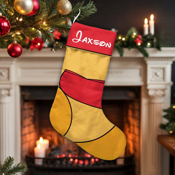 Adorable Bear Holiday Stocking, Cartoon Bear Christmas Stocking, Personalized Christmas Stocking, Festive Winter Stocking, Cu