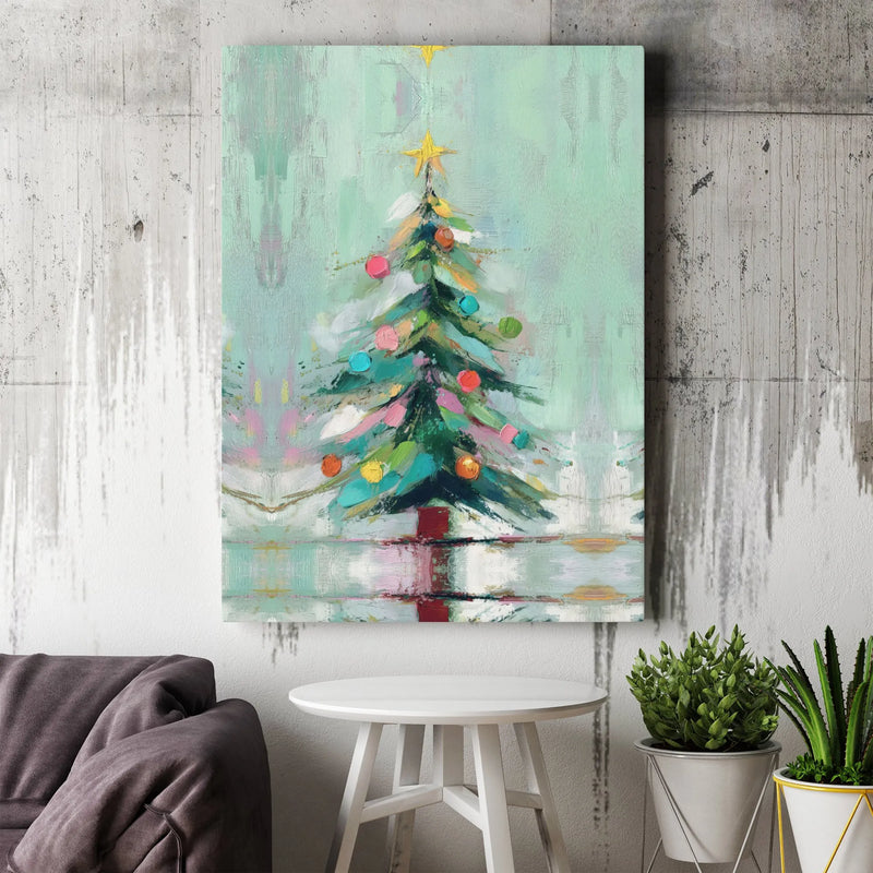 Colorful Modern Holiday Canvas Print, Abstract Christmas Tree Digital Wall Art, Festive Winter Home Decor, Printable Canvas Wall Art