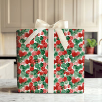 Red and Green Holiday Gift Wrap, Watercolor Polka Dot Wrapping Paper, Christmas Dots Wrapping Paper, Festive Winter Present Wrapping Paper