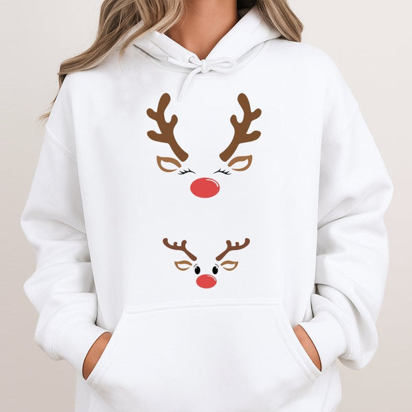Adorable Mommy and Baby Holiday Sweatshirt, Reindeer Pregnancy Announcement Hoodie, Expecting Mom Christmas Hooded Sweater Ma
