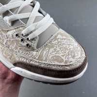 Retro Low Top Sneakers, White Brown Colorway, Laser Etched Design, Lace Up Design, Casual Gift for Sneaker Fans