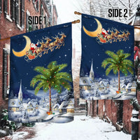 Santa Sleigh Palm Tree Yard Flag, South Carolina Christmas Garden Flag, Double-Sided Coastal Holiday Flag, Winter Lawn Decor Present