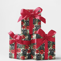 Poinsettia Dog Gift Wrap, Cane Corso Christmas Wrapping Paper, Holiday Dog Wrapping Paper, Cane Corso Gift Wrap, Dog Lover Xmas Paper Roll