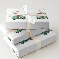 Mint Green Holiday Gift Wrap, Retro Santa Scooter Wrapping Paper, Adorable Christmas Wrapping Paper, Whimsical Winter Wrapping Paper Roll