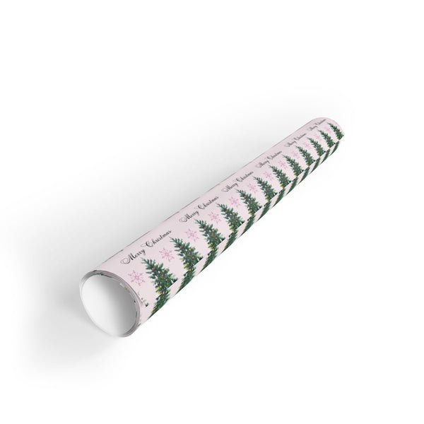 Merry Christmas Gift Wrap Roll, Christmas Tree and Snowflake Wrapping Paper, Holiday Wrapping Paper, Festive Xmas Paper, Wint