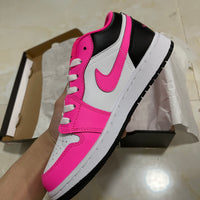 Low Top Sneakers, White Black Pink Colorway, Lace Up Design, Casual Gift for Sneaker Fans