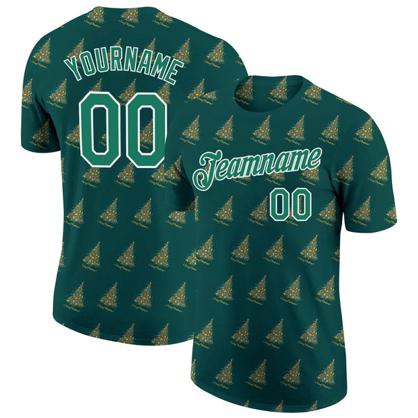 Personalized Name Number Xmas Athletic Shirt, Custom Christmas Holiday Performance T-Shirt, Festive Sports Graphic Tee, Custo