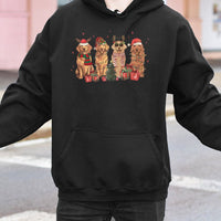 Adorable Dog Mom Holiday Hoodie, Golden Retriever Christmas Hoodie, Santa Dog Winter Hooded Sweatshirt, Festive Pet Lover Pullover Present