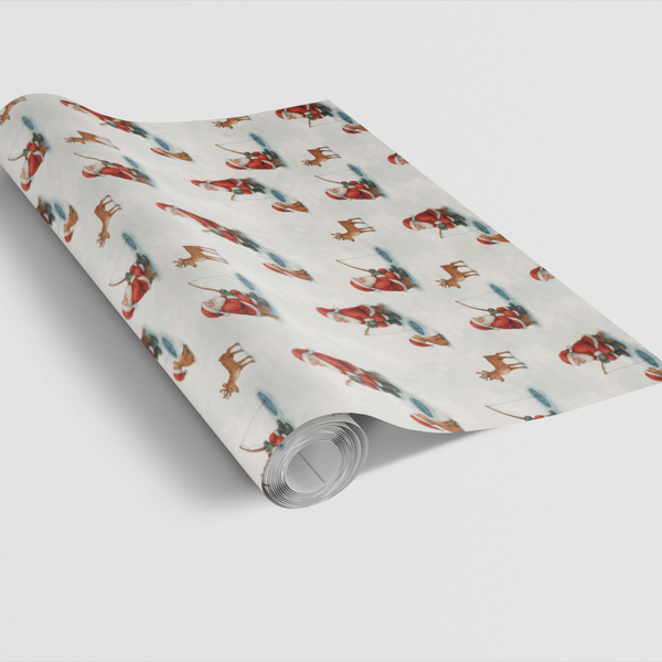 Winter Fisherman Gift Wrap, Santa Ice Fishing Wrapping Paper, Humorous Christmas Wrapping Paper, Outdoorsman Gift Wrap, Cabin