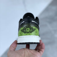 Low Top Sneakers, White Green Colorway, Cracked Pattern, Lace Up Design, Casual Gift for Sneaker Fans