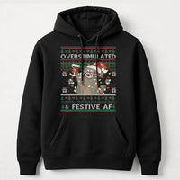Humorous Christmas Raccoon Sweatshirt, Overstimulated and Festive AF Raccoon Hoodie, Adorable Holiday Raccoon Pullover, Festive Raccoon Hoodie