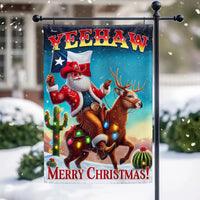 Yeehaw Christmas Yard Flag, Texas Cowboy Santa Riding Reindeer Garden Flag, Double Sided Western Holiday Flag, Texan Outdoor Decor