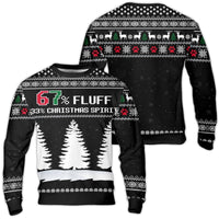 Humorous Pet Lover Reindeer Holiday Sweatshirt, 67% Fluff 33% Christmas Spirit Ugly Sweater, Adorable Xmas Fleece Party Crewneck
