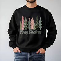 Minimalist Forest Pine Tree Sweatshirt, Merry Christmas Tree Sweatshirt, Comfy Holiday Graphic Crewneck, Winter Nature Sweatshirt, Xmas Present
