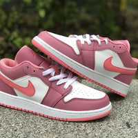 Low Top Sneakers, White Pink Colorway, Lace Up Design, Casual Gift for Sneaker Fans