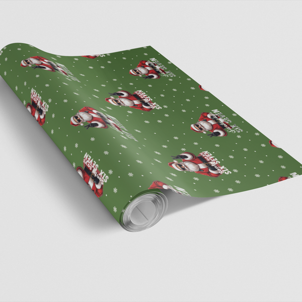 Cool Santa Claus Wrapping Paper, Santa Peace Sign Christmas Wrapping Paper, Retro Holiday Gift Wrap, Festive Xmas Present Wra