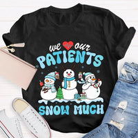 School Nurse Christmas Shirt, Snow Much Love for Our Patients T-Shirt, Adorable Snowman Nurse Holiday Tee, Pediatric Medical Staff Xmas Tee