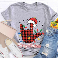 Festive Holiday Lights Shirt, Christmas Santa Hats and Lights T-Shirt, Adorable Xmas Graphic Tee, Comfy Winter Holiday Shirt, Christmas Present Tee
