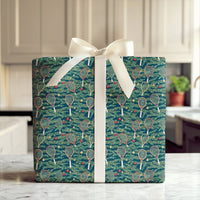 Racket and Ornament Gift Wrap, Tennis Christmas Wrapping Paper, Festive Sports Holiday Wrapping Paper, Tennis Player Xmas Gift Wrap Roll