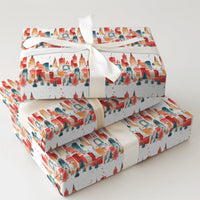 NYC Watercolor Gift Wrap, City Skyline Christmas Wrapping Paper, Urban Winter Holiday Wrapping Paper, New York City Gift Wrap Roll
