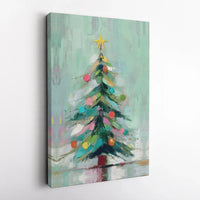 Colorful Christmas Tree Print, Abstract Christmas Tree Canvas Art, Modern Christmas Tree Wall Art, Holiday Canvas Decor, Festive Home Present
