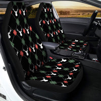 Cabin Plaid Reindeer Auto Seat Cover, Christmas Deer Argyle Car Seat Covers, Polar Fleece Vehicle Seat Covers, Holiday Winter Decor